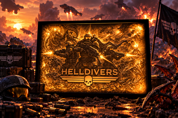 Helldivers LED-Leuchtbild – Für die Freiheit und Demokratie!